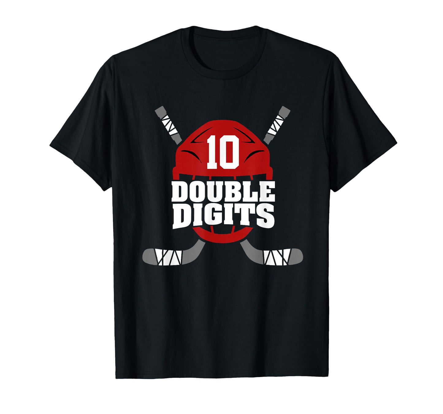Double Digits 10 Year Old Boy Hockey 10th Birthday T-Shirt