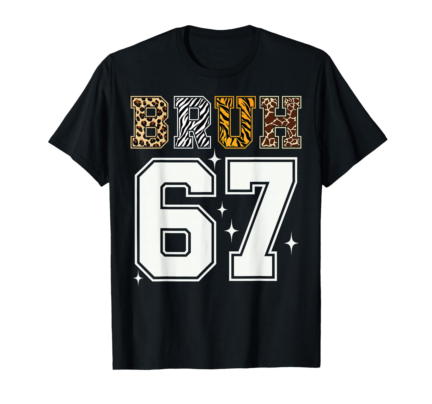 Bruh 67 Meme Tee Six Seven Kids Boys Animal Print T-Shirt