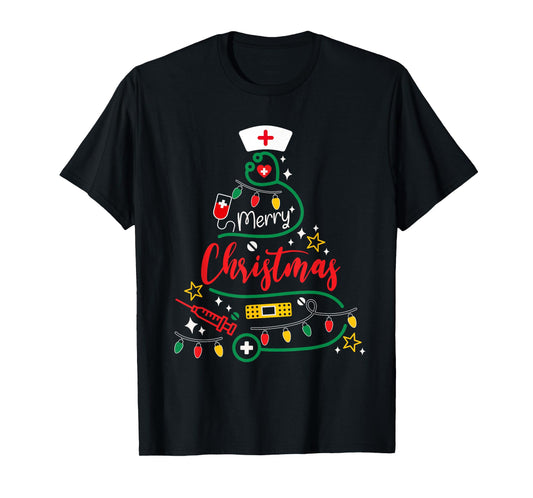 Nurse Christmas Tree Shirt Stethoscope Nursing NICU RN LPN T-Shirt
