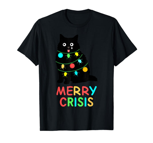 Cute Merry Crisis Cat Funny Ugly Christmas Holiday T-Shirt