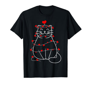 Cute Cat Heart Love Valentine Outfit Women Girl T-Shirt