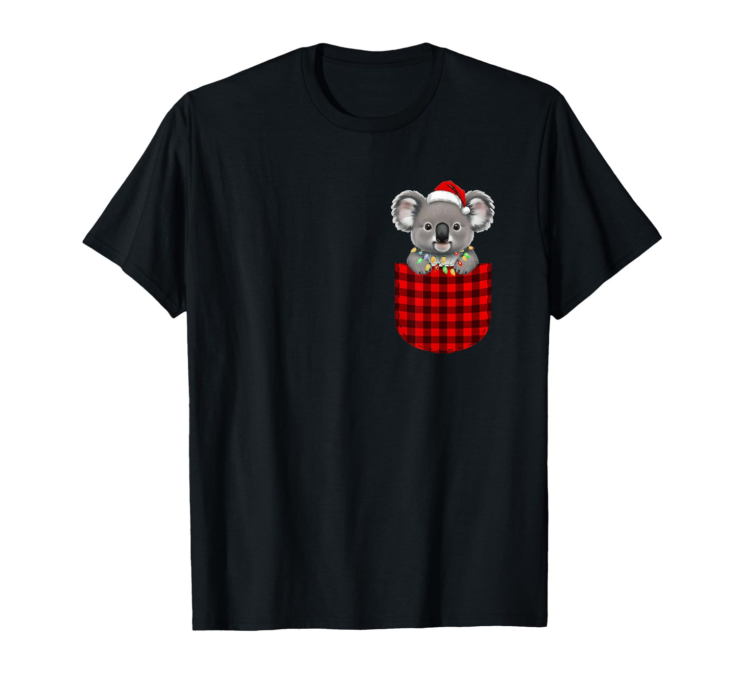 Koala Buffalo Red Plaid Pocket Christmas Funny Men Women T-Shirt