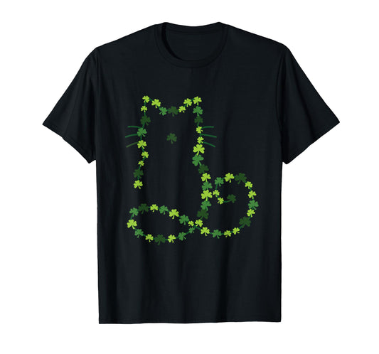 Cat Patrick's Day Luck Shamrocks Retro Funny Cute Kitten Pet T-Shirt