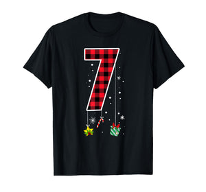 Number 7 Funny Meme Saying 6 7 Six Seven Christmas Red Plaid T-Shirt
