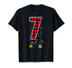 Number 7 Funny Meme Saying 6 7 Six Seven Christmas Red Plaid T-Shirt