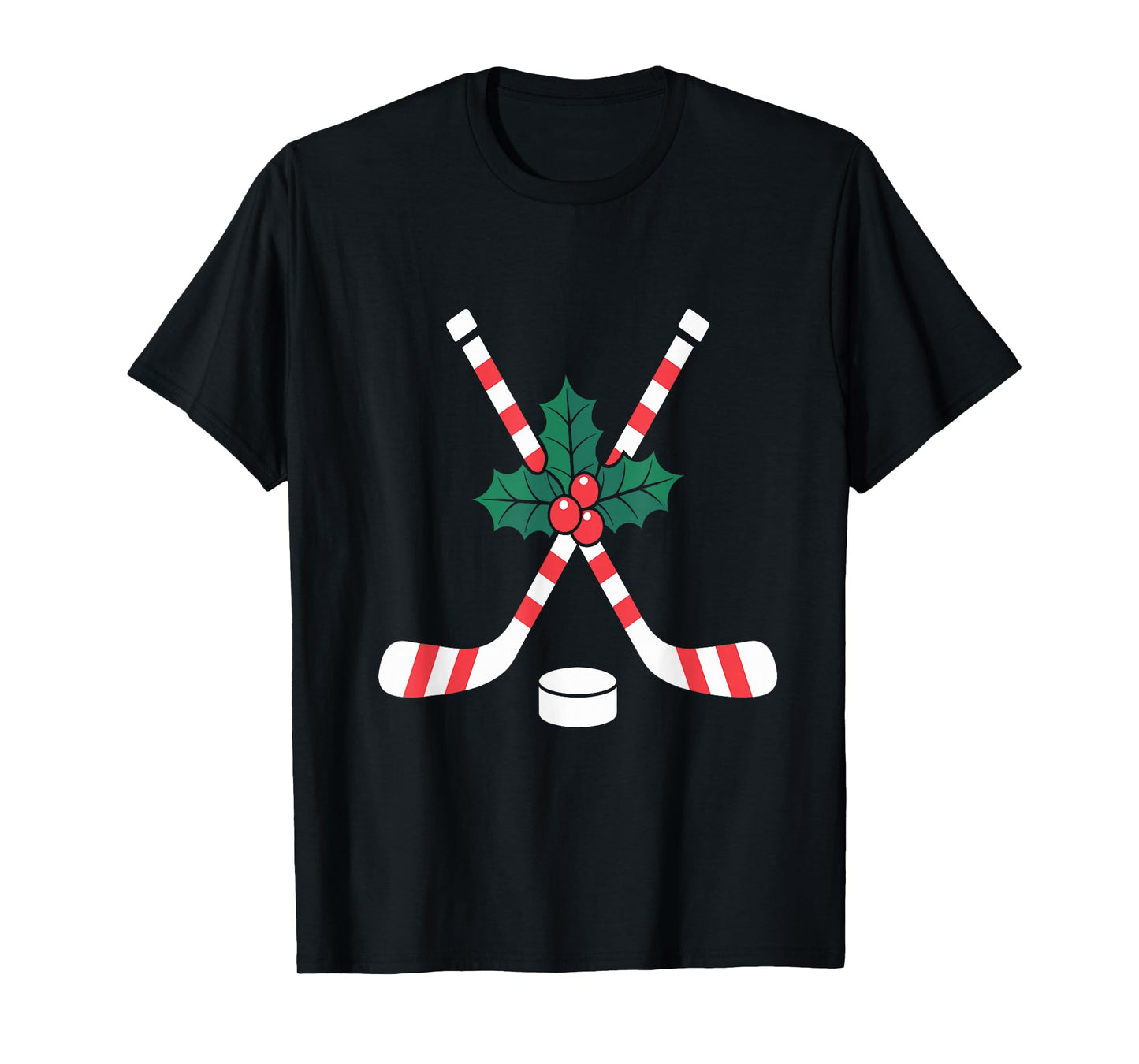 Ice Hockey Christmas Candy Cane Hockey Stick Xmas T-Shirt