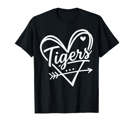 Retro Tigers Heart Cute Name Graphic Gift for Men Women Kids T-Shirt
