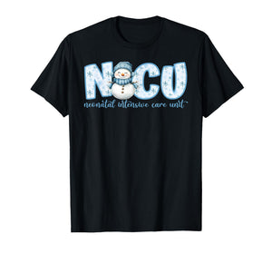 Winter NICU Nurse Xmas Snowman Neonatal Intensive Care Unit T-Shirt