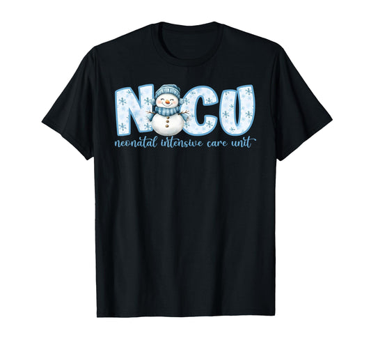Winter NICU Nurse Xmas Snowman Neonatal Intensive Care Unit T-Shirt
