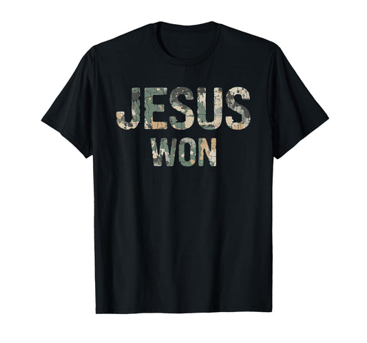 Vintage Camo Jesus Won Camouflage Natural T-Shirt