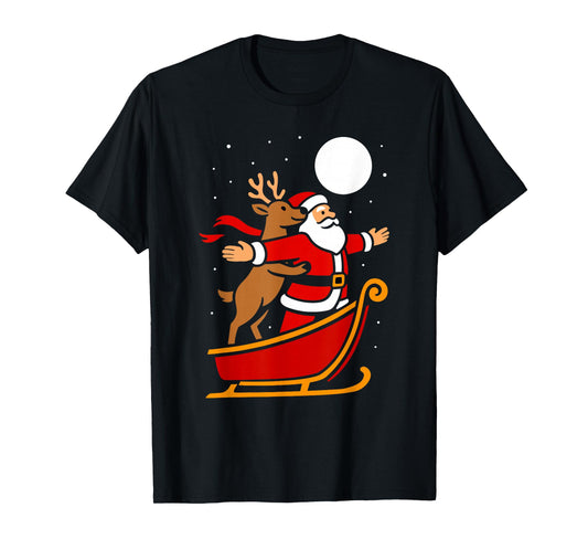 Santa Reindeer Men Women Kids Funny Christmas T-Shirt
