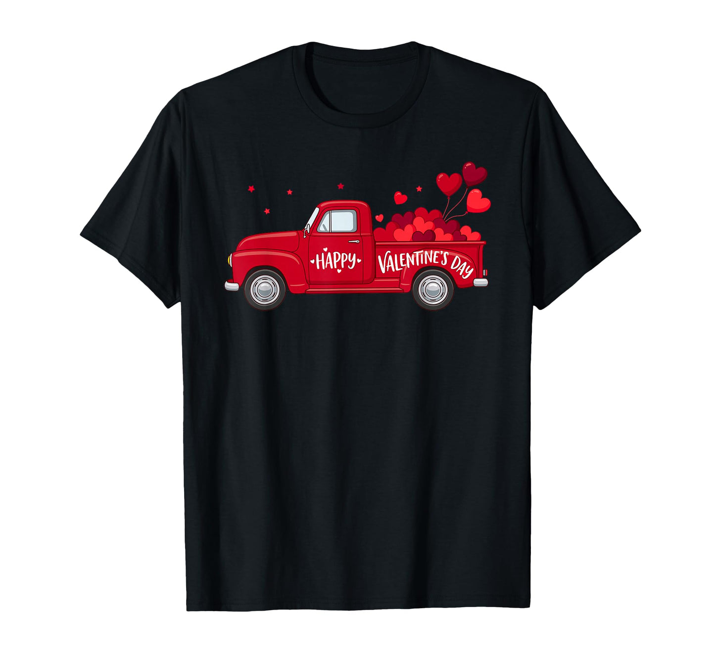 Classic Red Truck Happy Valentine's Day Farmhouse Hearts T-Shirt