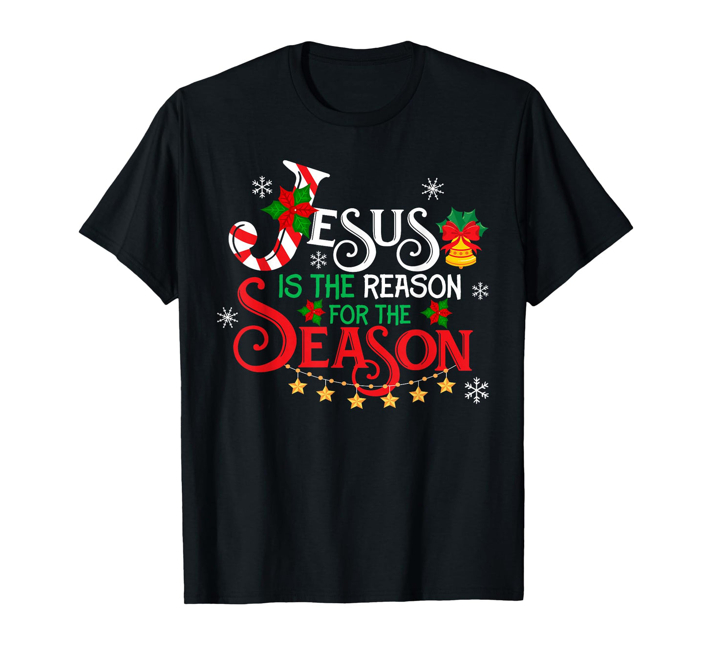 Jesus is The Reason for The Season Religious Christmas Light T-Shirt