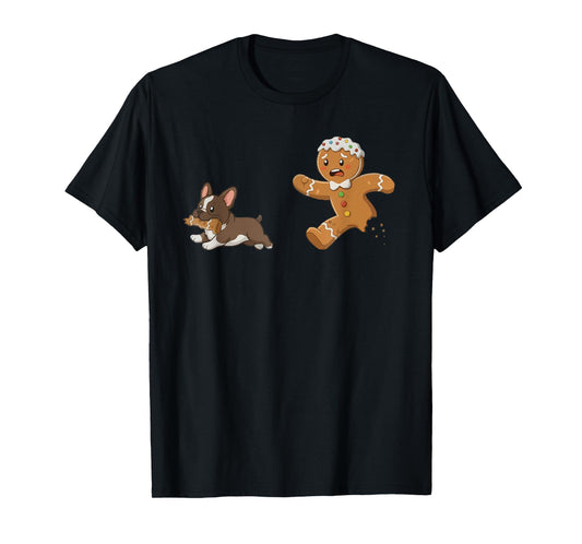Dog Mom Shirt Gingerbread Chasing French Bulldog Christmas T-Shirt