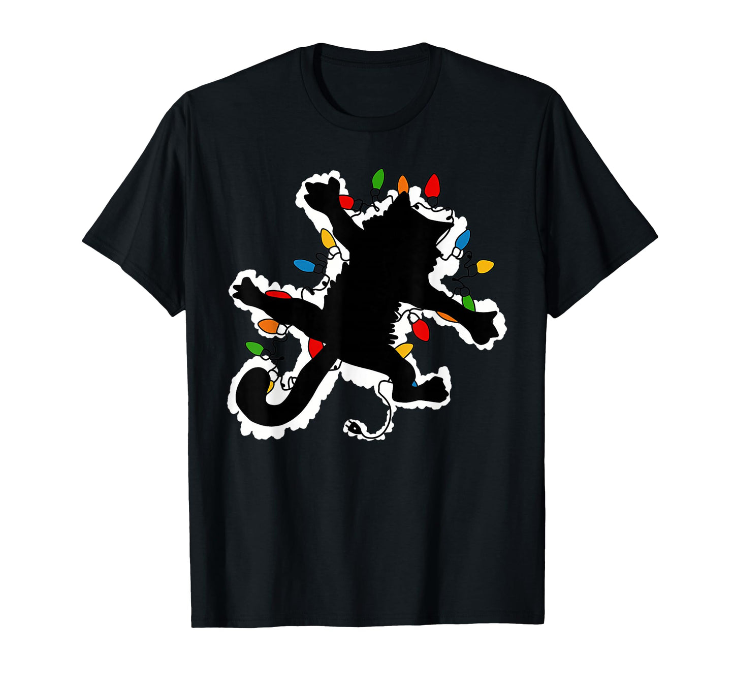 Funny Pussy-cat from Christmas Vacation Frieds Black U-Neck T-Shirt