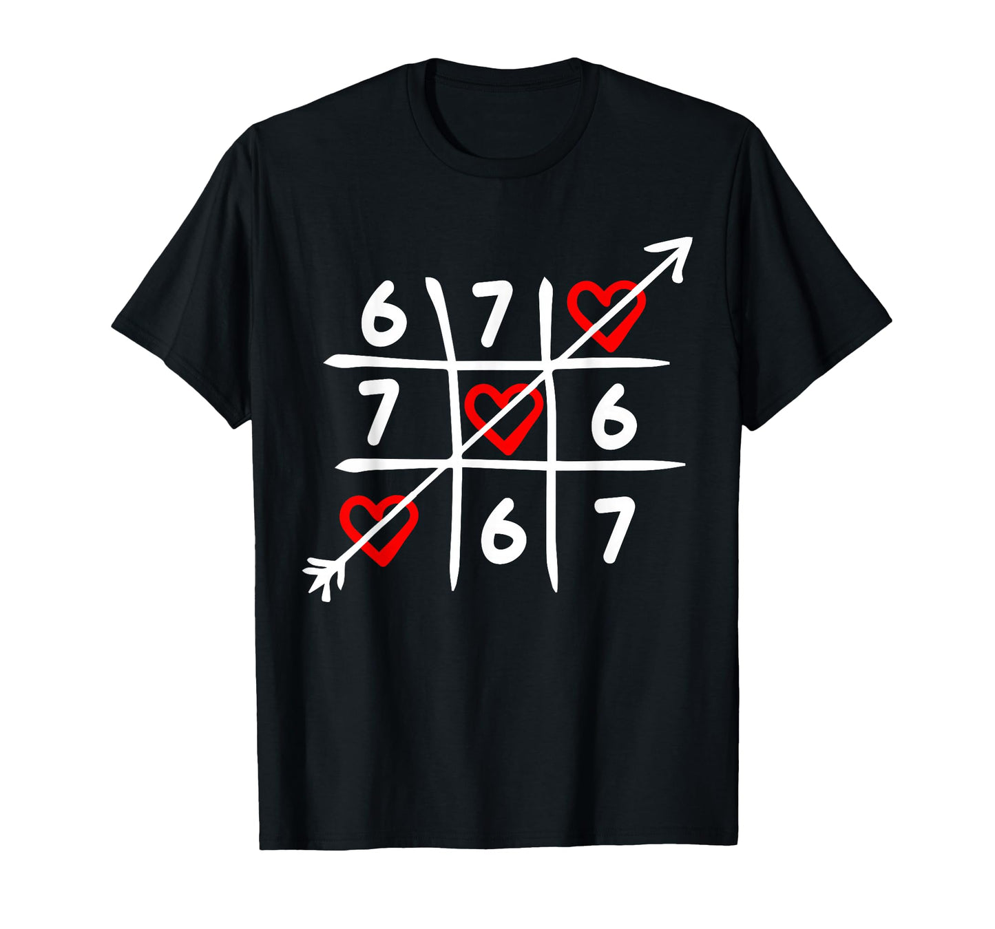 Six Seven 67 Meme 6 7 Valentines Day Heart Men Women Kids T-Shirt