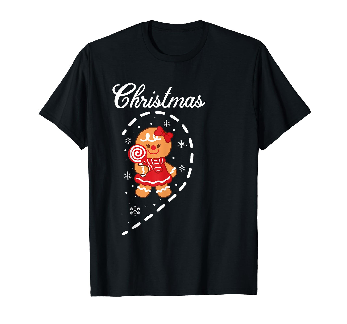 Cute Gingerbread Bow Heart Merry Christmas Matching Couples T-Shirt