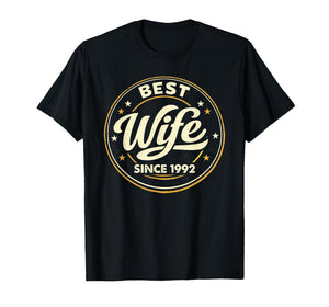 Vintage Badge Best Wife Since 1992 34th Wedding Anniversary T-Shirt