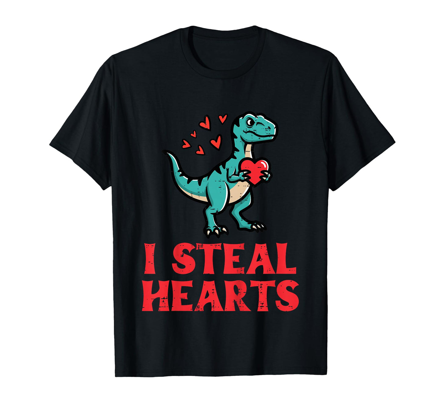 Kids Valentines Day Dino I Steal Hearts Trex Boys Kids Youth T-Shirt