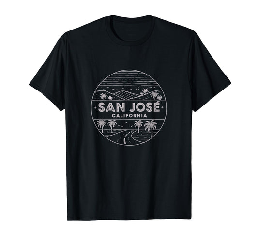 Vintage San Jose California Sketch Art Design T-Shirt