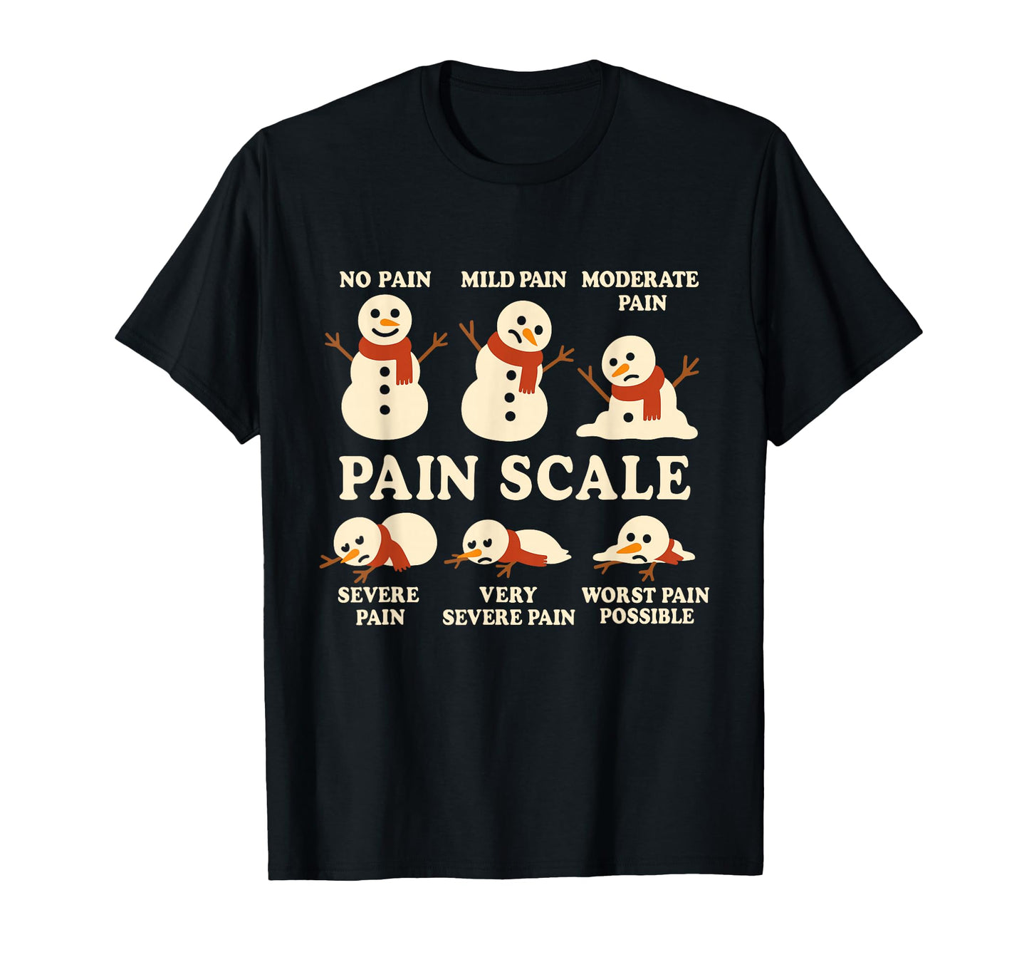 Pain Scale Snowman Funny Nurse Christmas ICU Nurse T-Shirt