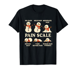 Pain Scale Snowman Funny Nurse Christmas ICU Nurse T-Shirt