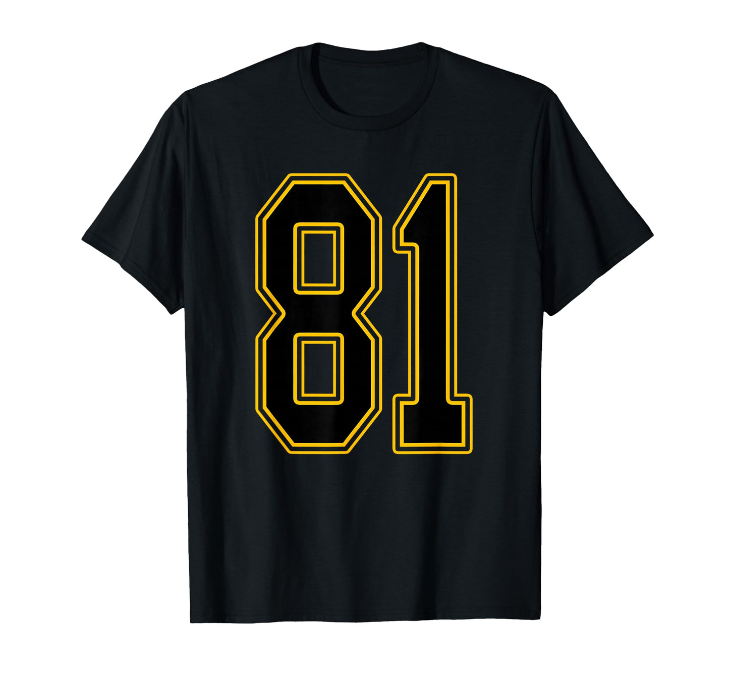 Black and Gold Number 81 Jersey Player Uniform #81 T-Shirt
