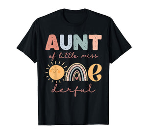 Aunt of Little Miss Onederful First Birthday Boho Rainbow T-Shirt