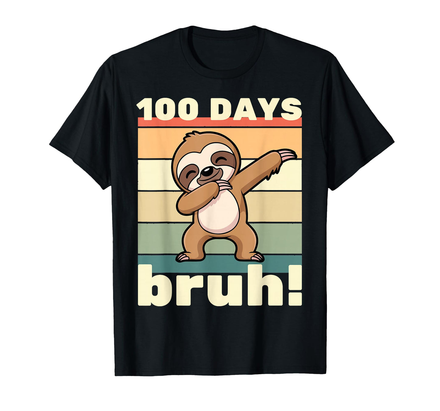 100 Days of School Bruh Funny Kids Boys Girls Dabbing Sloth T-Shirt