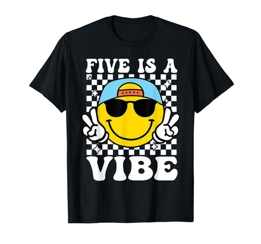 Five is a Vibe 5th Birthday Groovy Boys Girls 5 Years Old T-Shirt