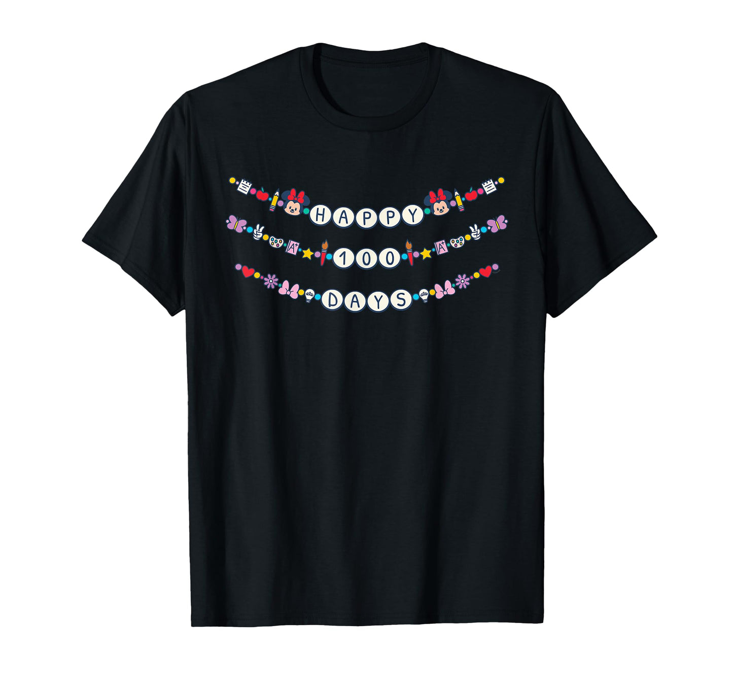 Disney Minnie Mouse Happy 100 Days of School 100th Day Charm T-Shirt