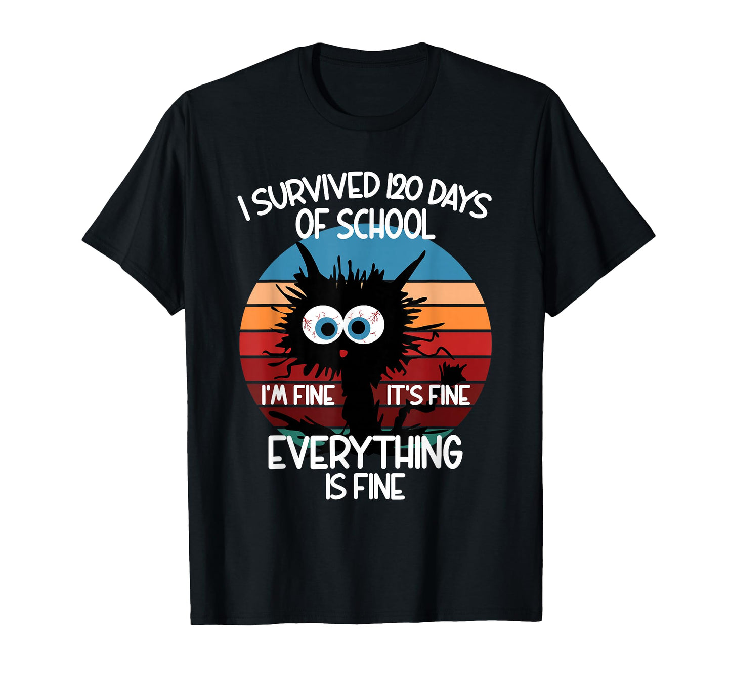 120th Day School Cat I Survived 120 Days of School T-Shirt