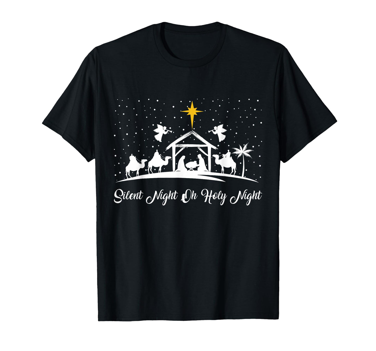 Silent Night Holy Night Nativity Scene Christian Christmas T-Shirt