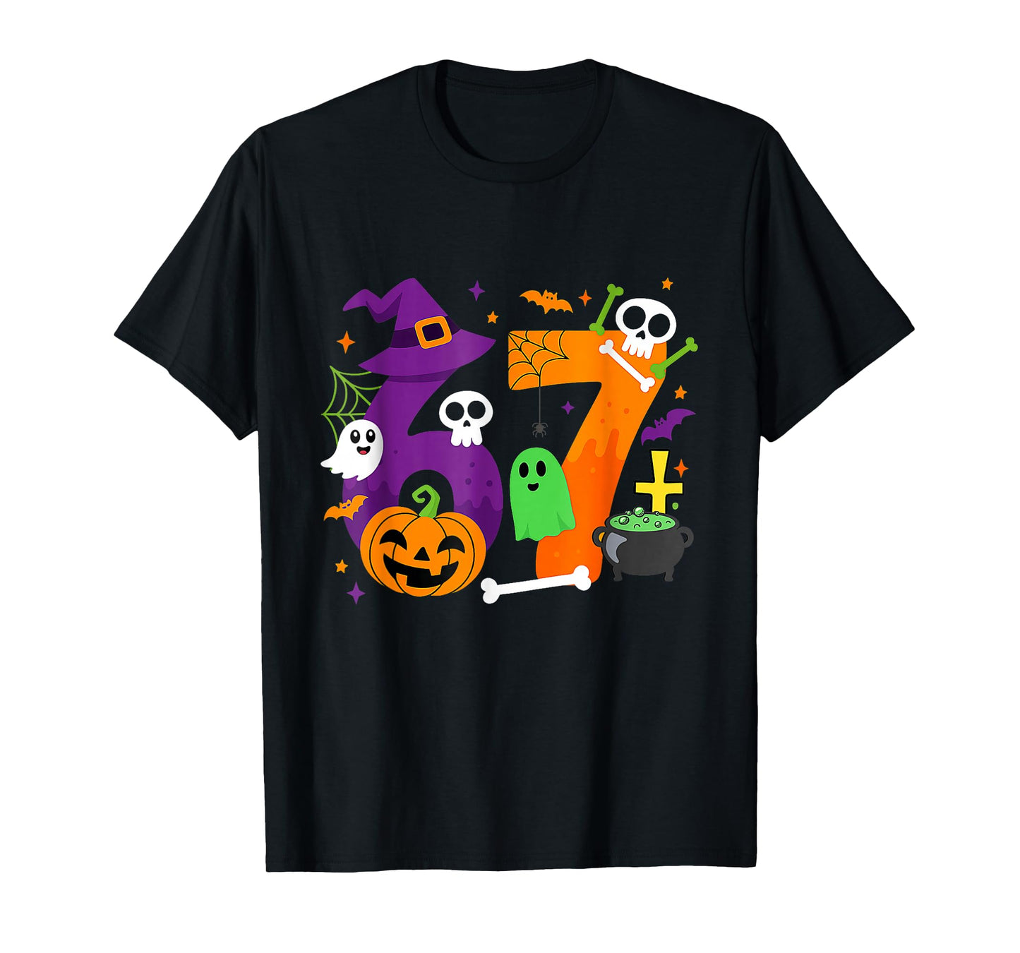 Funny Six Seven 6 7 Meme Design Couples Halloween T-Shirt