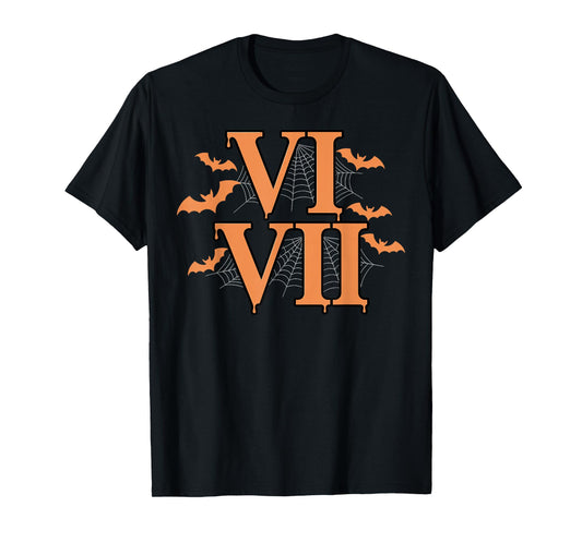 Roman Numerals VI VII 67 Meme Gen Alpha Halloween Six Seven T-Shirt