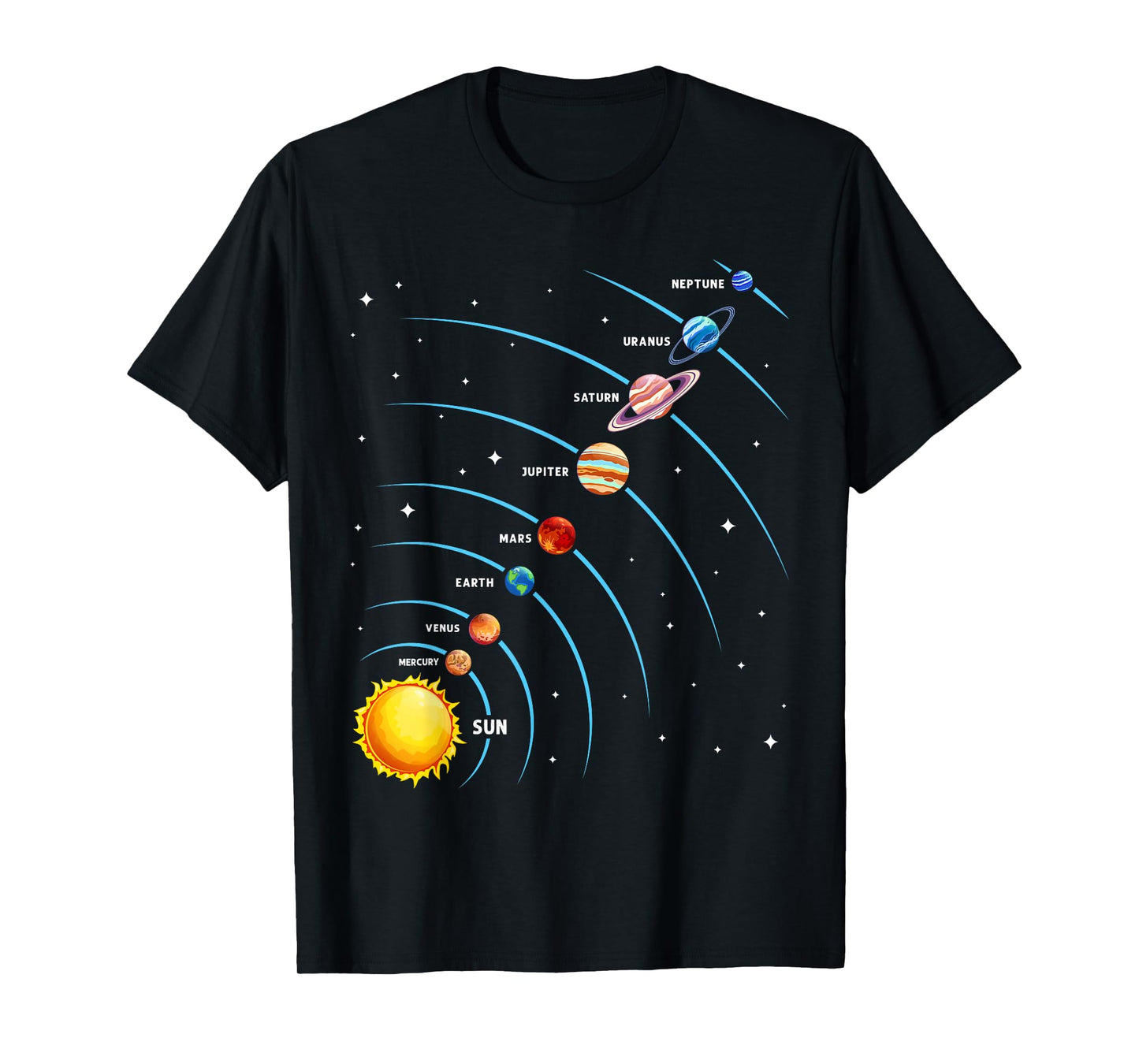 Solar System Colorful Space Planets Educational Kids T-Shirt