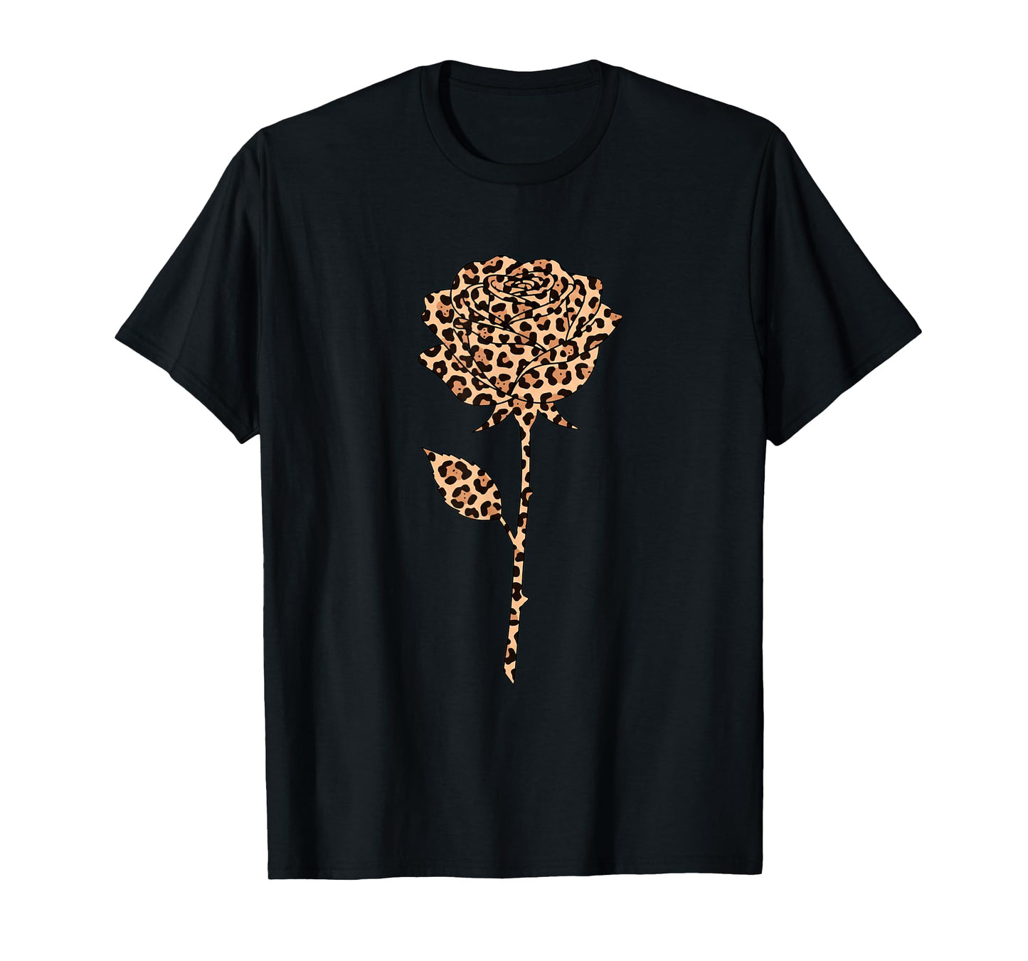 Leopard Rose Floral Safari Print Cheetah Pattern Jungle Art T-Shirt
