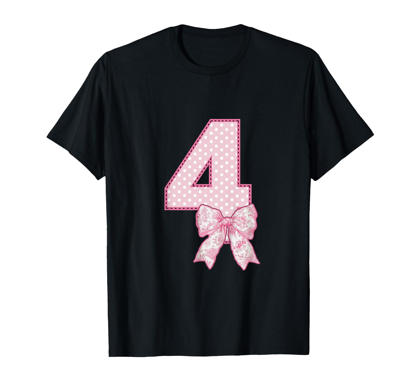 Kids 4th Birthday Shirt Girl Coquette Bow Kids Four 4 Year Old T-Shirt