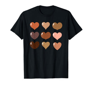 Black History Month Melanin Skin Tone Hearts African Pride T-Shirt