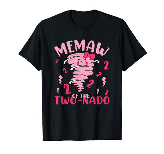 Memaw of The Two-nado Tornado Theme 2nd Birthday Party T-Shirt