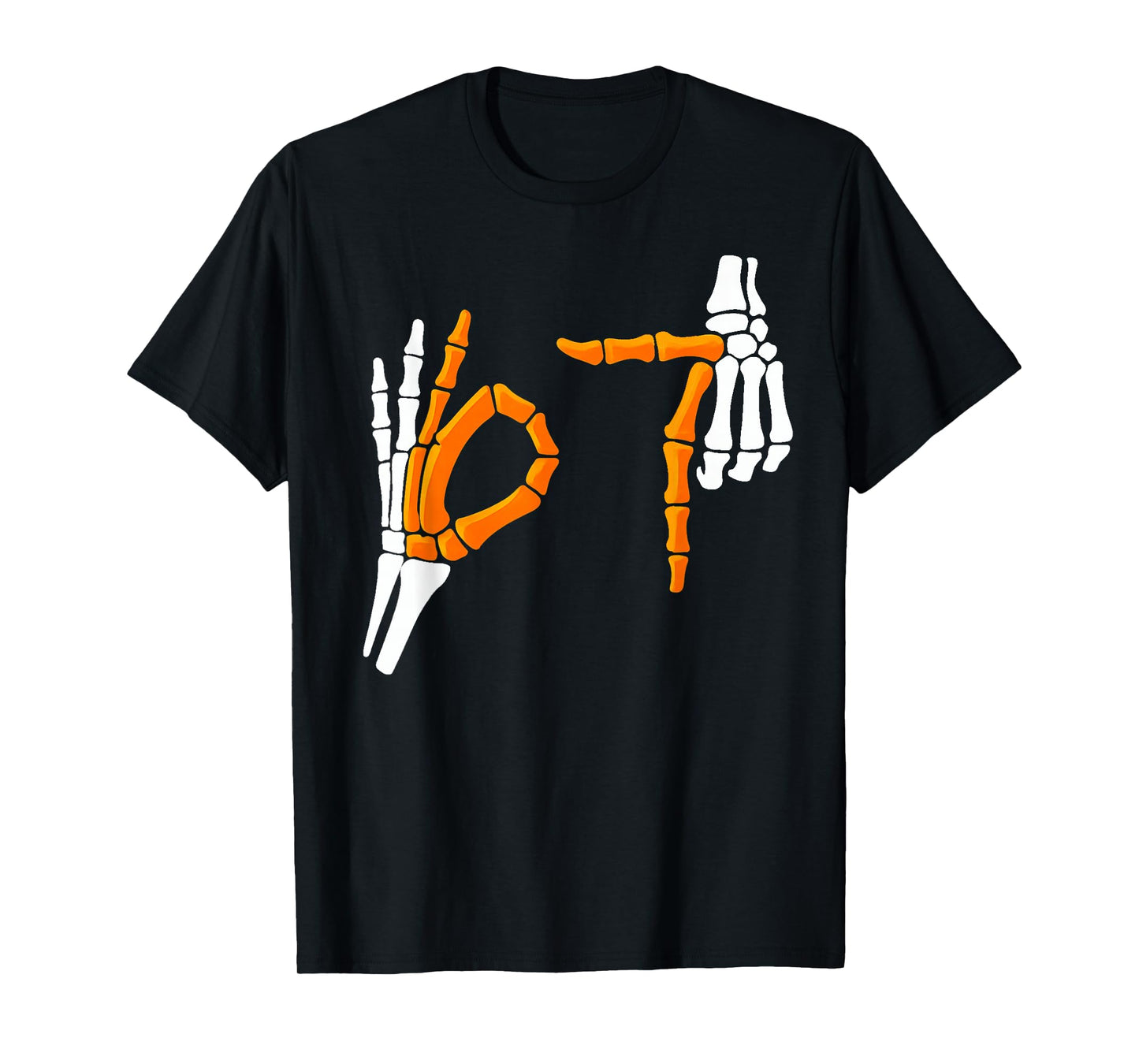6 7 Funny Halloween 67 Costume Skeleton Hands T-Shirt