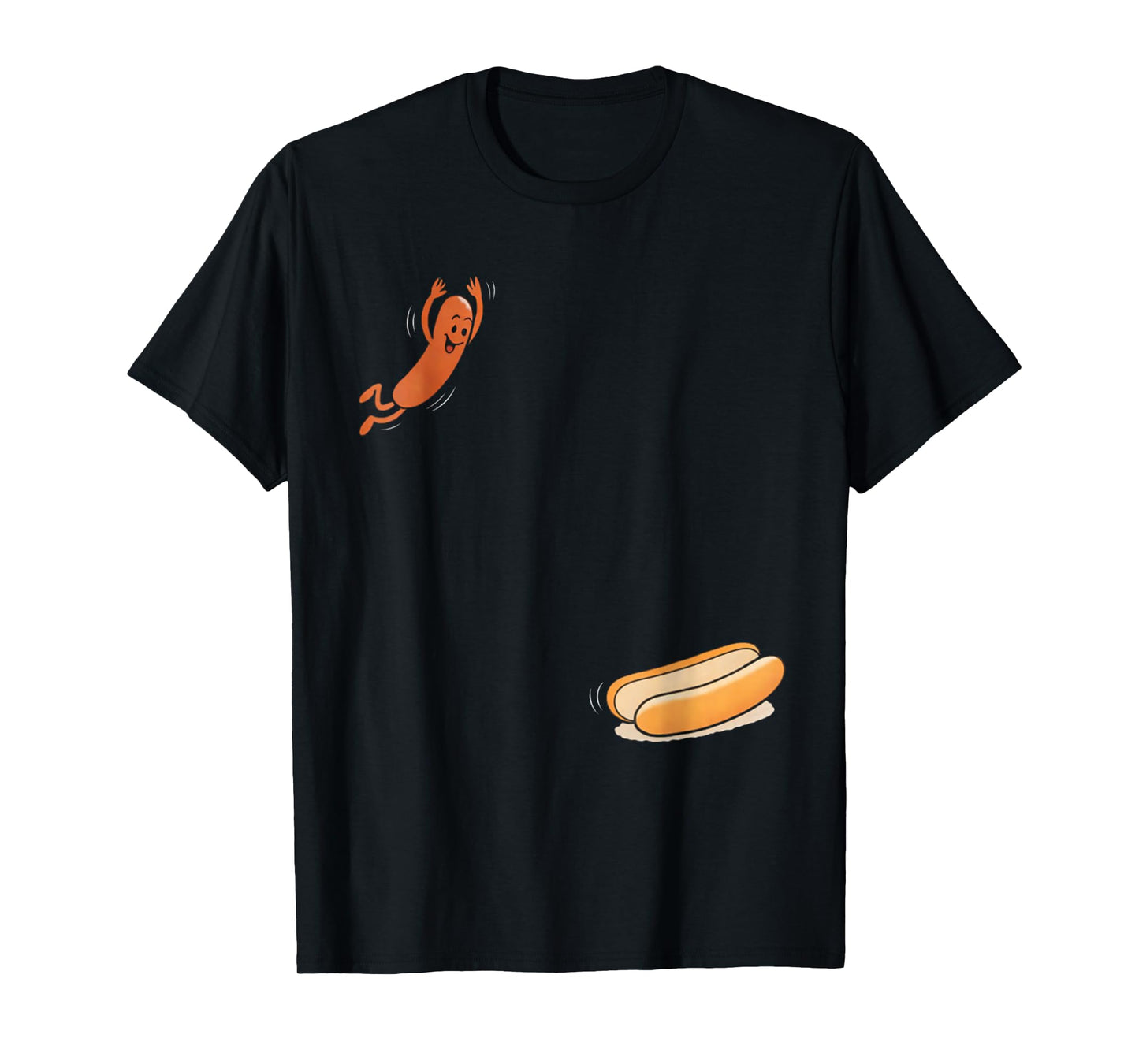 Funny Hot Dog Jumping Into Bun Sausage BBQ High Dive T-Shirt
