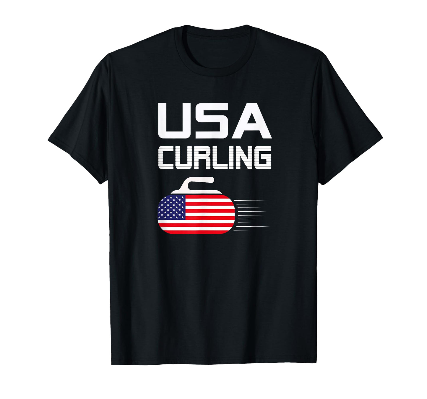 American Flag USA Ice Curling Rock Curler T-Shirt