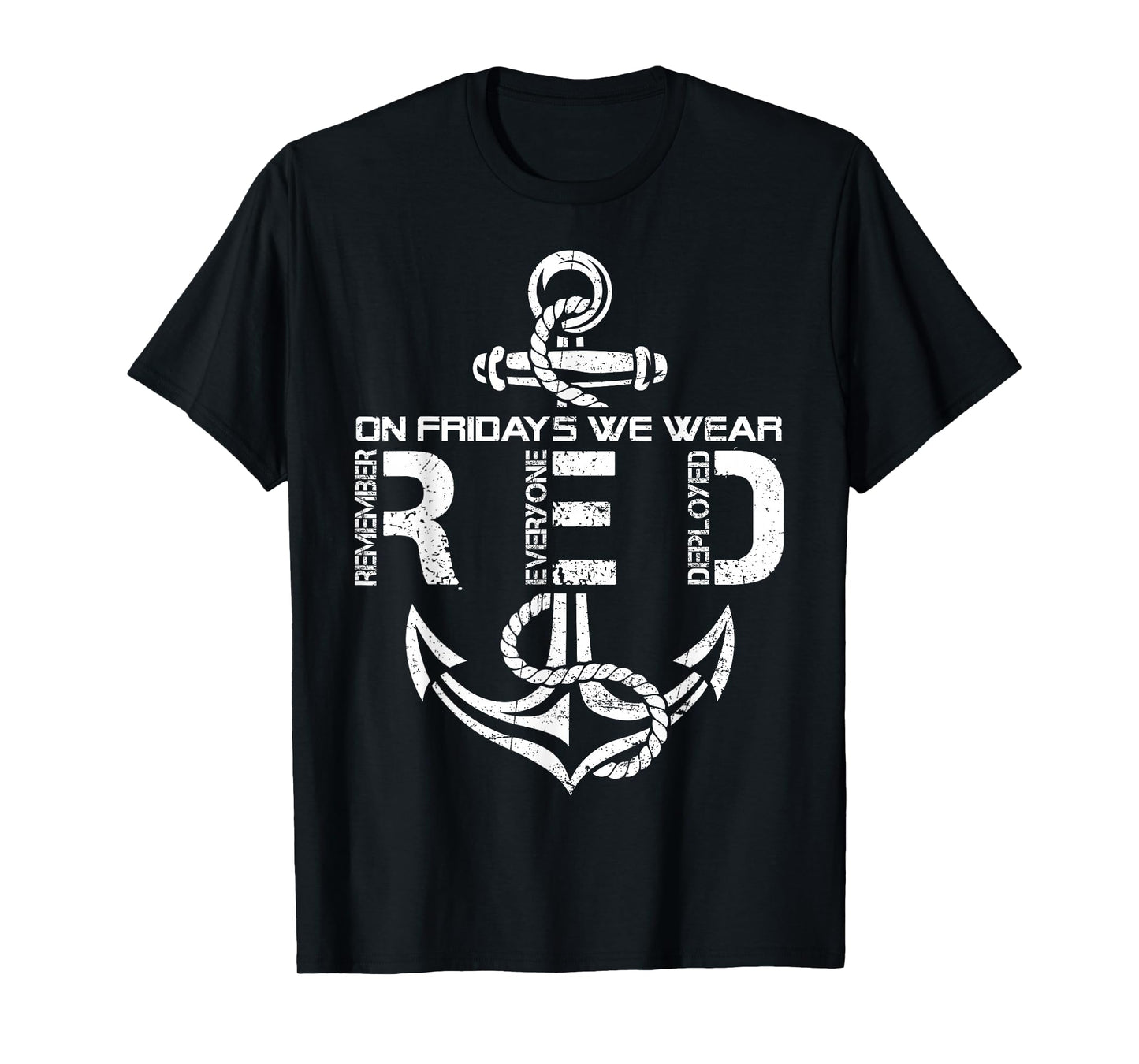 On Fridays We Wear Red Sailor Anchor US Military Support T-Shirt
