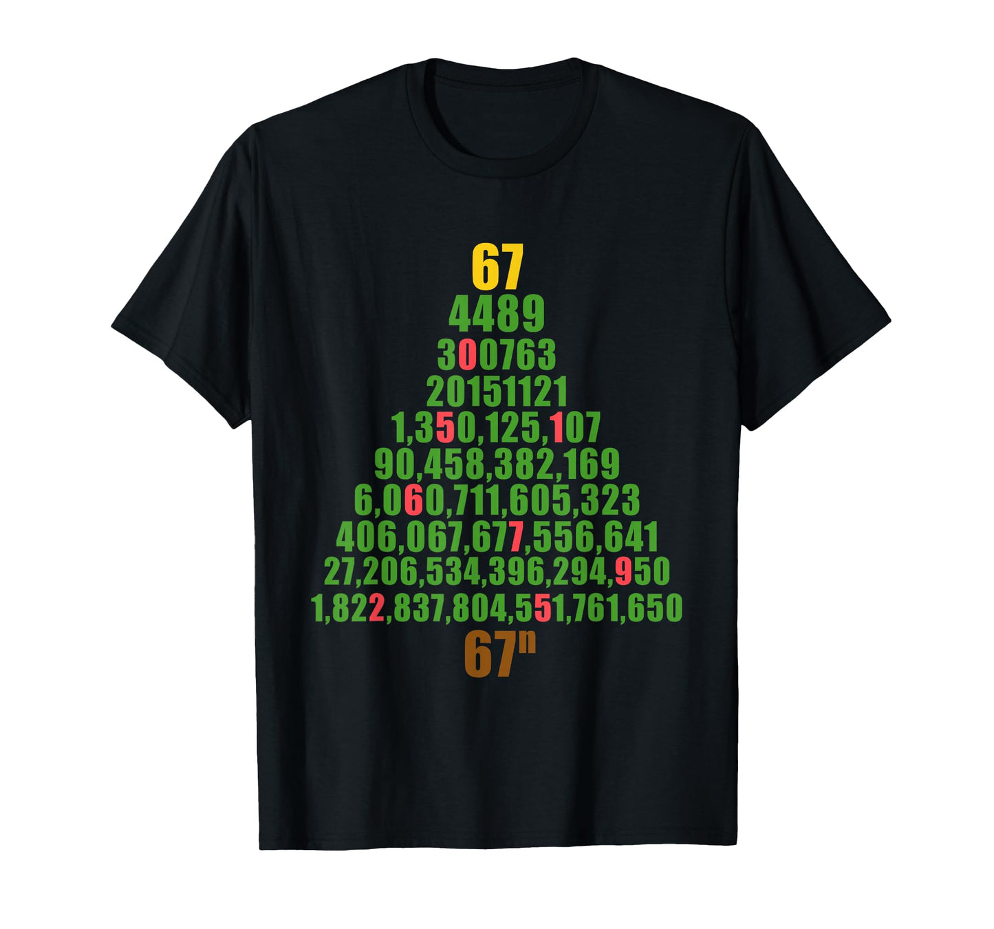 Six Seven Christmas 67 to The NTH Power Funny 6 7 Meme T-Shirt