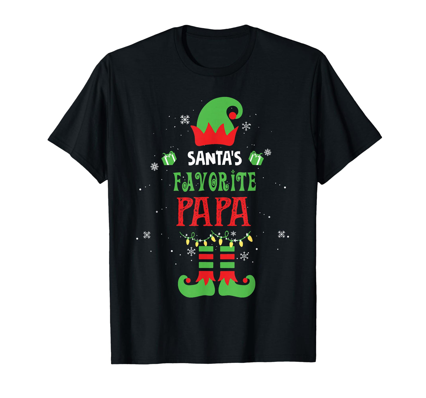 Santa's Favorite Papa Funny Elf Family Xmas T-Shirt