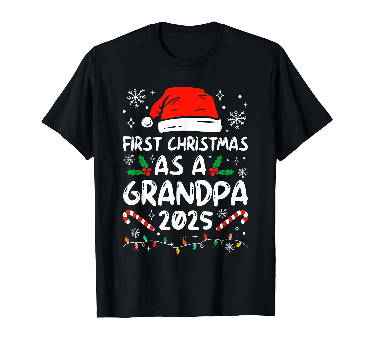 First Christmas As Grandpa 2025 Couples Family Pajamas T-Shirt