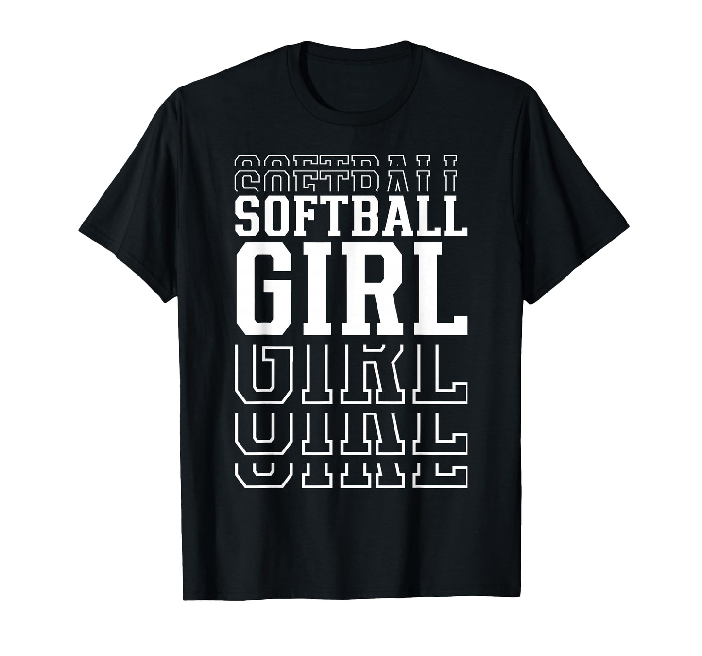 Softball Girl Funny Layered Text Daughter Youth Kids T-Shirt