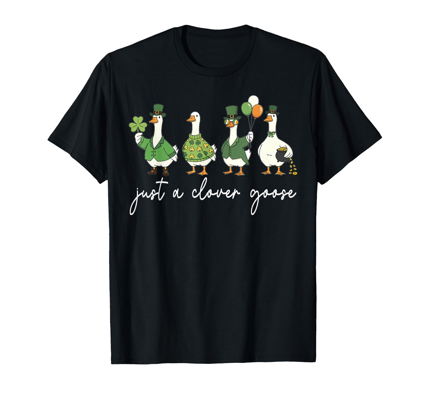 Funny Irish Saint Patricks Day Hat Leprechaun Goose Shamrock T-Shirt