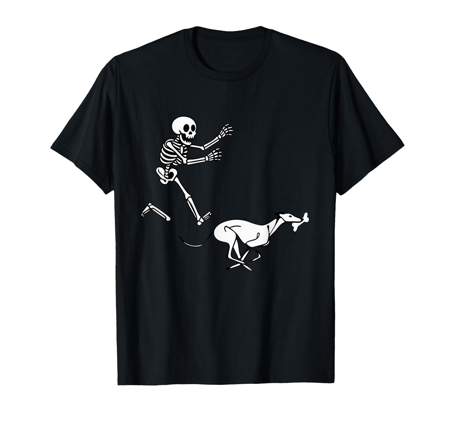 Funny Greyhound Running Skeleton Halloween T-Shirt
